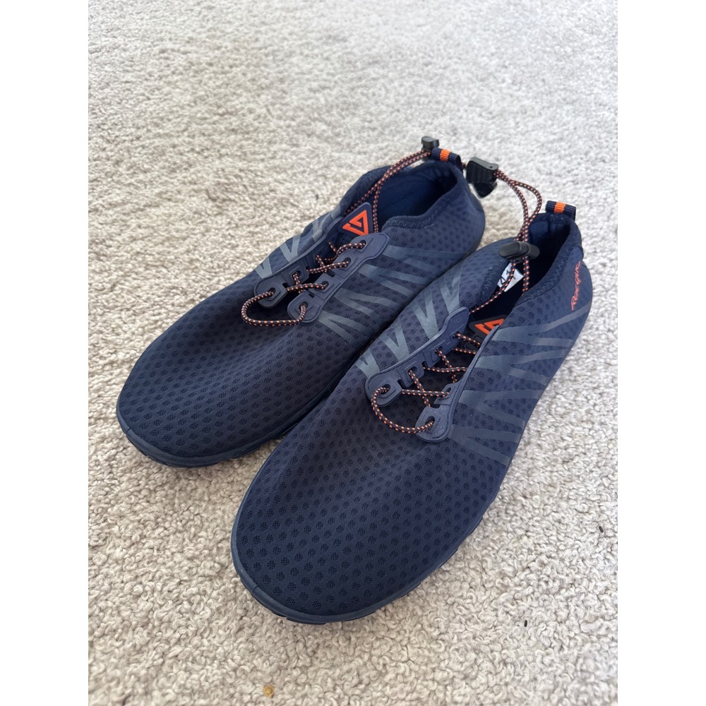 Racqua Mens Water Shoes Navy Blue Orange Barefoot Aqua Socks Size 41 Quick Dry